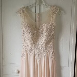 Illusion Bodice Dress in Blush
